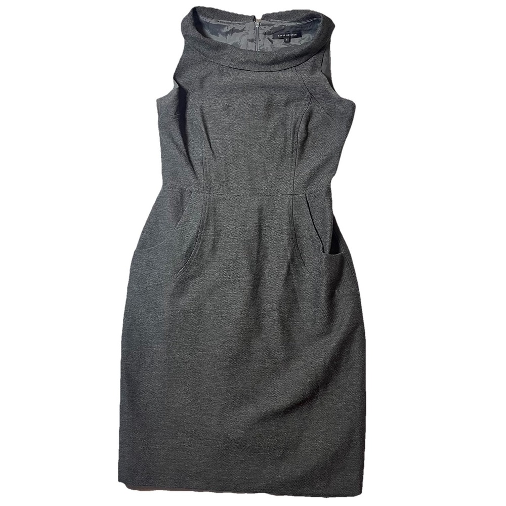 David Meister Womens‎ Size 4 Dress Gray Pockets Work Career Wool Poly